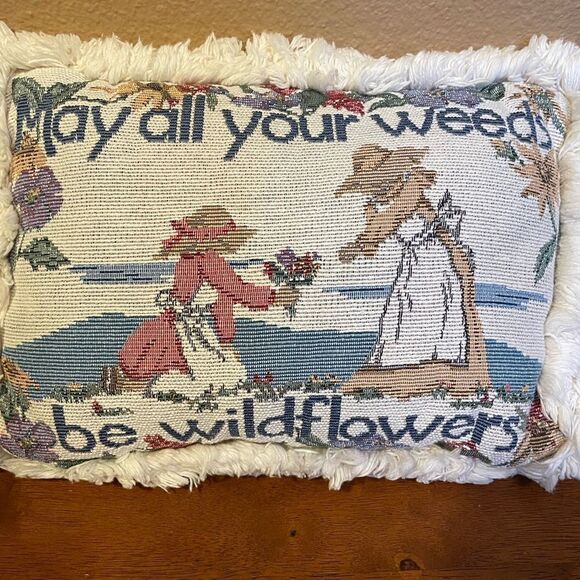May All Your Weeds Be Wildflowers Embroidered Pillow - Picture 14 of 16